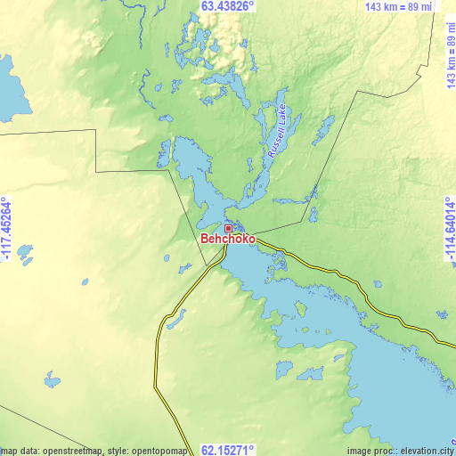 Topographic map of Behchokǫ̀