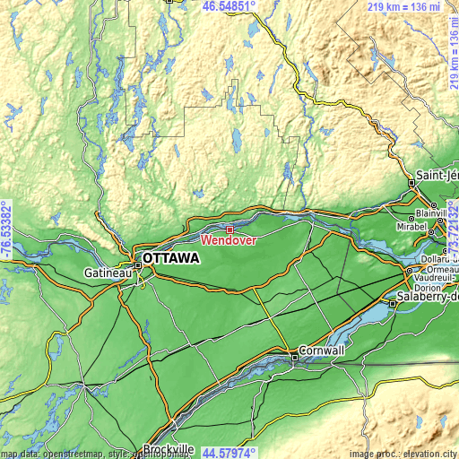 Topographic map of Wendover