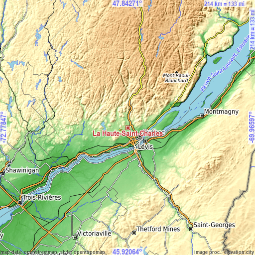 Topographic map of La Haute-Saint-Charles
