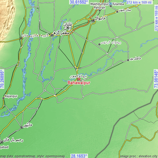 Topographic map of Bahawalpur
