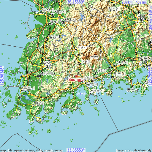 Topographic map of Seungju