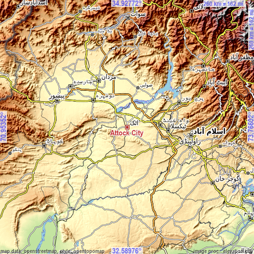 Topographic map of Attock City