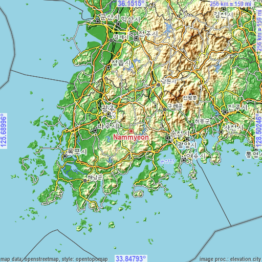 Topographic map of Nammyeon