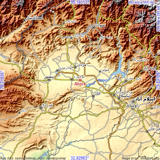 Topographic map of Akora