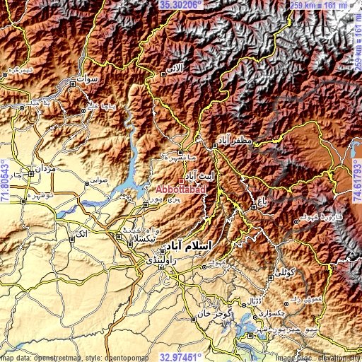 Topographic map of Abbottabad