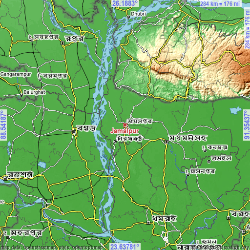 Topographic map of Jamālpur