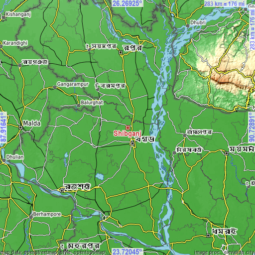 Topographic map of Shibganj