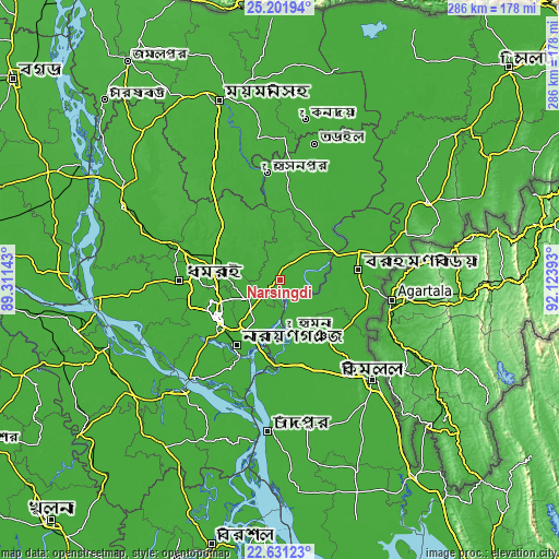 Topographic map of Narsingdi