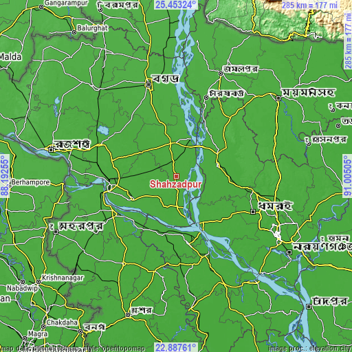 Topographic map of Shāhzādpur