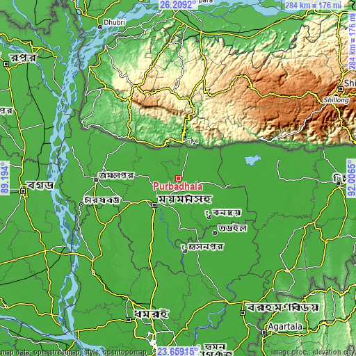 Topographic map of Purbadhala