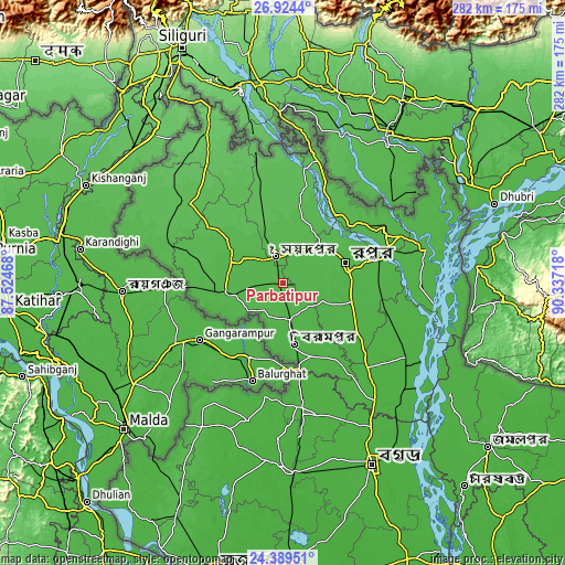 Topographic map of Parbatipur