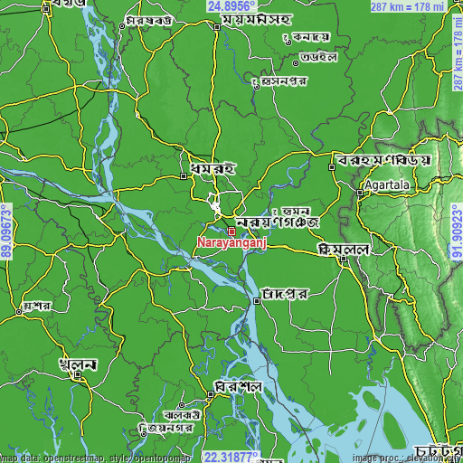 Topographic map of Nārāyanganj