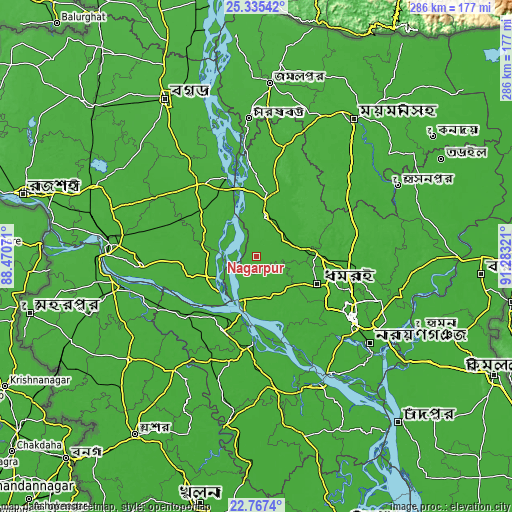 Topographic map of Nāgarpur