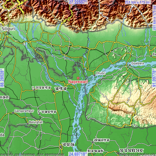 Topographic map of Nageswari