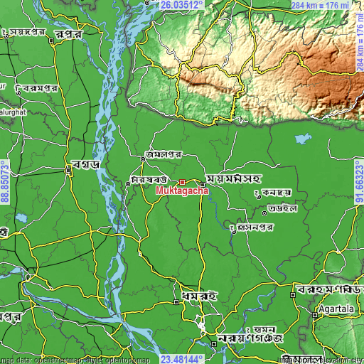 Topographic map of Muktāgācha
