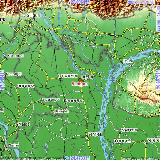Topographic map of Rangpur