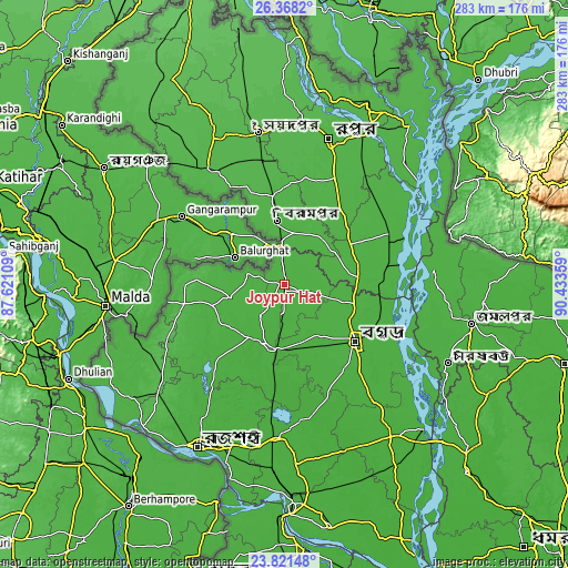Topographic map of Joypur Hāt