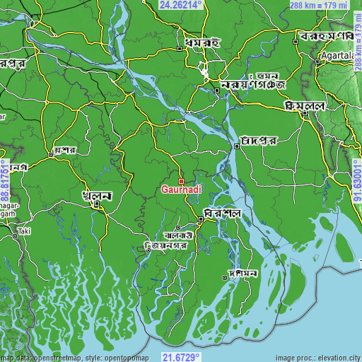 Topographic map of Gaurnadi