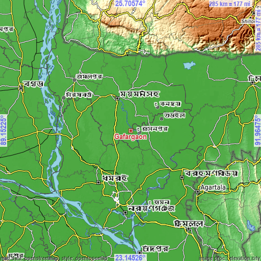 Topographic map of Gafargaon