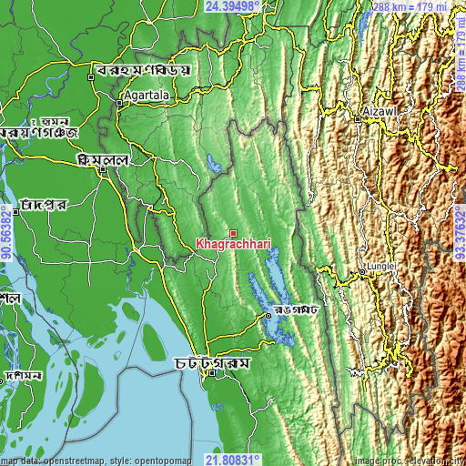 Topographic map of Khagrachhari