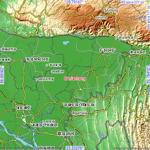Topographic map of Baniachang