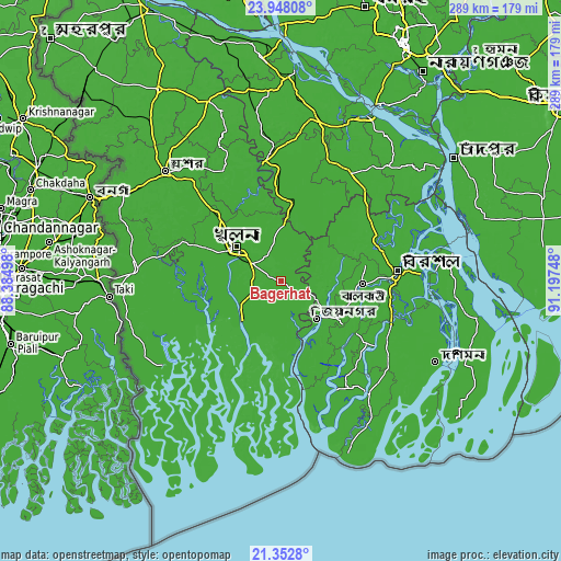 Topographic map of Bagerhat