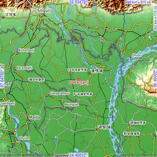 Topographic map of Badarganj