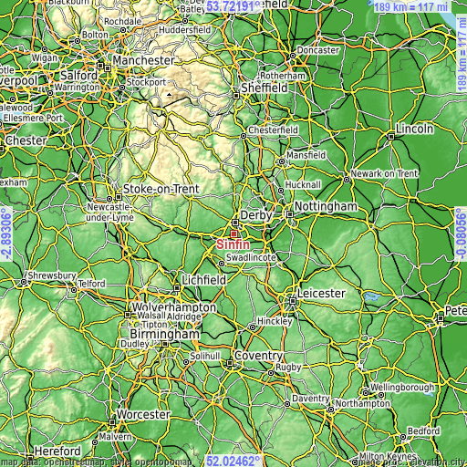 Topographic map of Sinfin