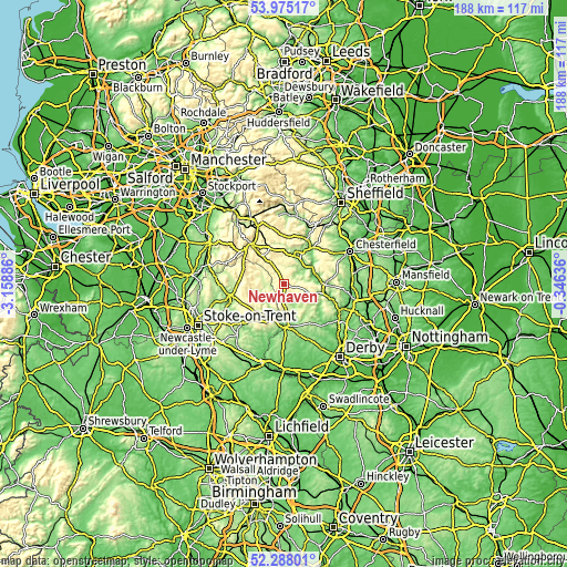 Topographic map of Newhaven