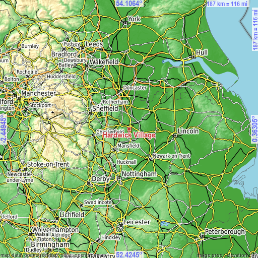 Topographic map of Hardwick Village