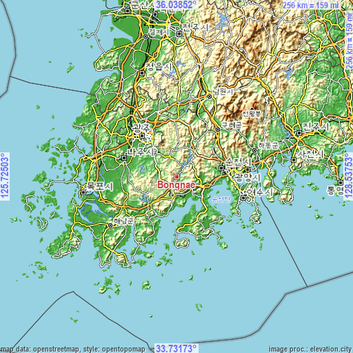 Topographic map of Bongnae