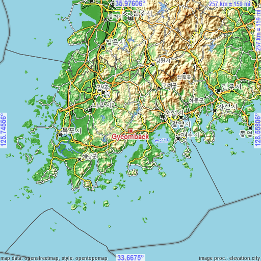 Topographic map of Gyeombaek