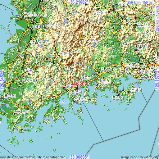 Topographic map of Hadong