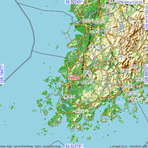 Topographic map of Haebo