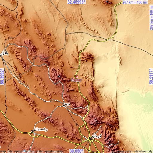Topographic map of Rāvar