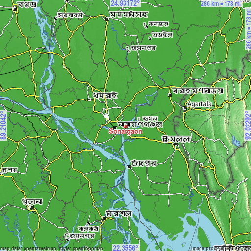 Topographic map of Sonārgaon