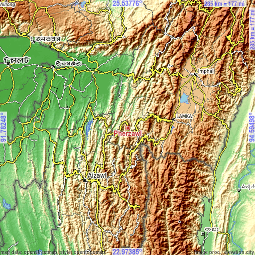 Topographic map of Pherzawl