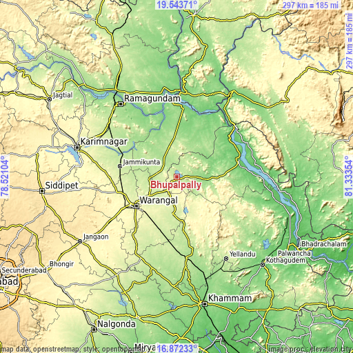 Topographic map of Bhupalpally