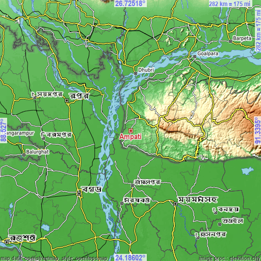 Topographic map of Ampati