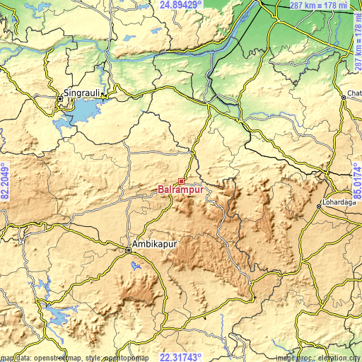Topographic map of Balrampur