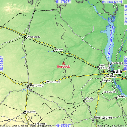 Topographic map of Horodok