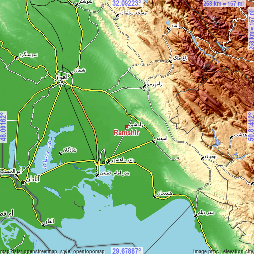 Topographic map of Rāmshīr