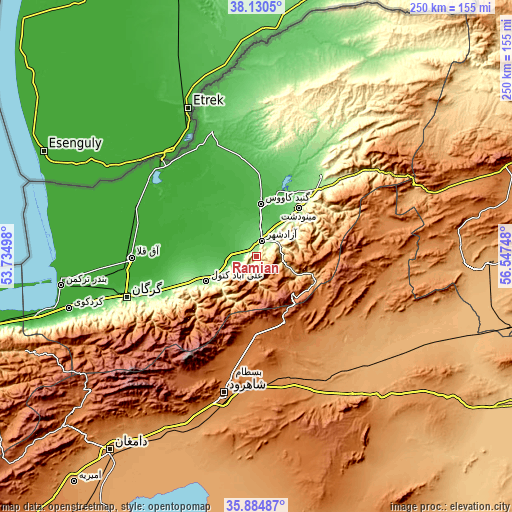 Topographic map of Rāmīān