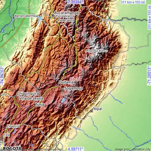 Topographic map of Socha