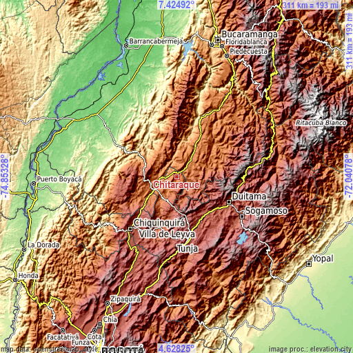 Topographic map of Chitaraque