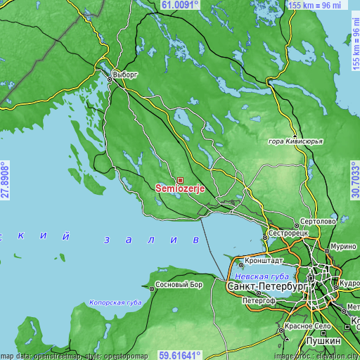 Topographic map of Semiozerje