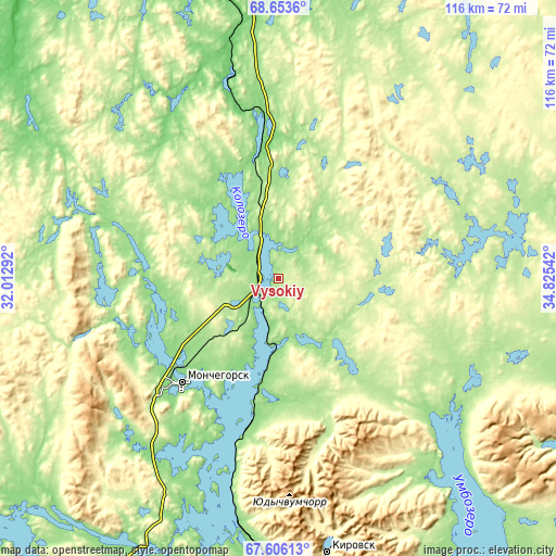 Topographic map of Vysokiy