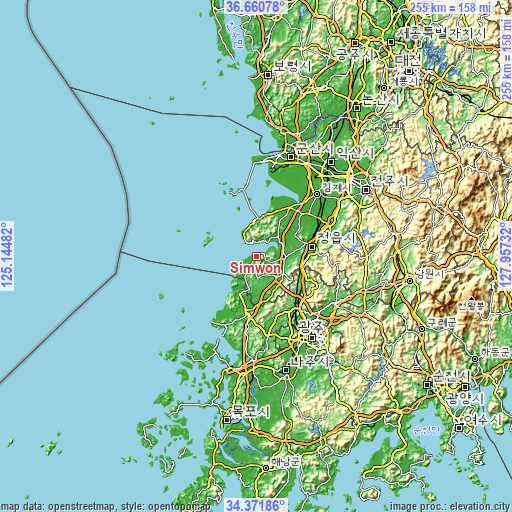Topographic map of Simwon