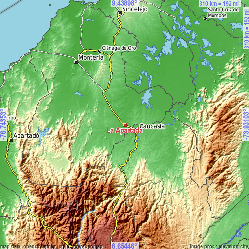 Topographic map of La Apartada