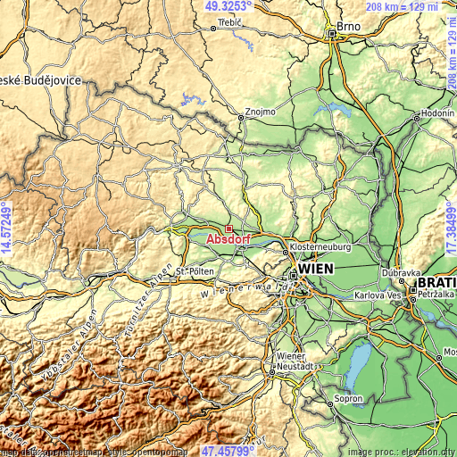 Topographic map of Absdorf